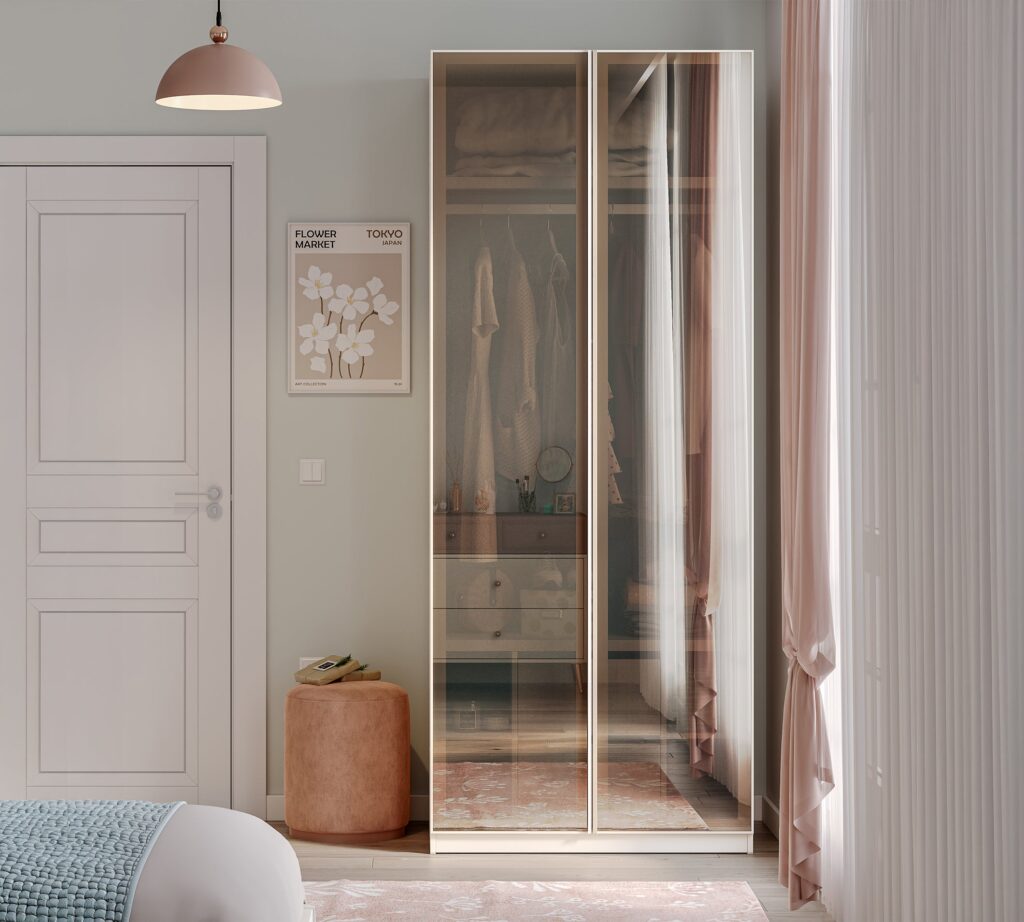Cilek 2-türiger Kleiderschrank Creme (Glastür)