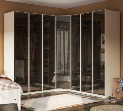 Cilek 3-türiger Kleiderschrank Creme (Glastür)