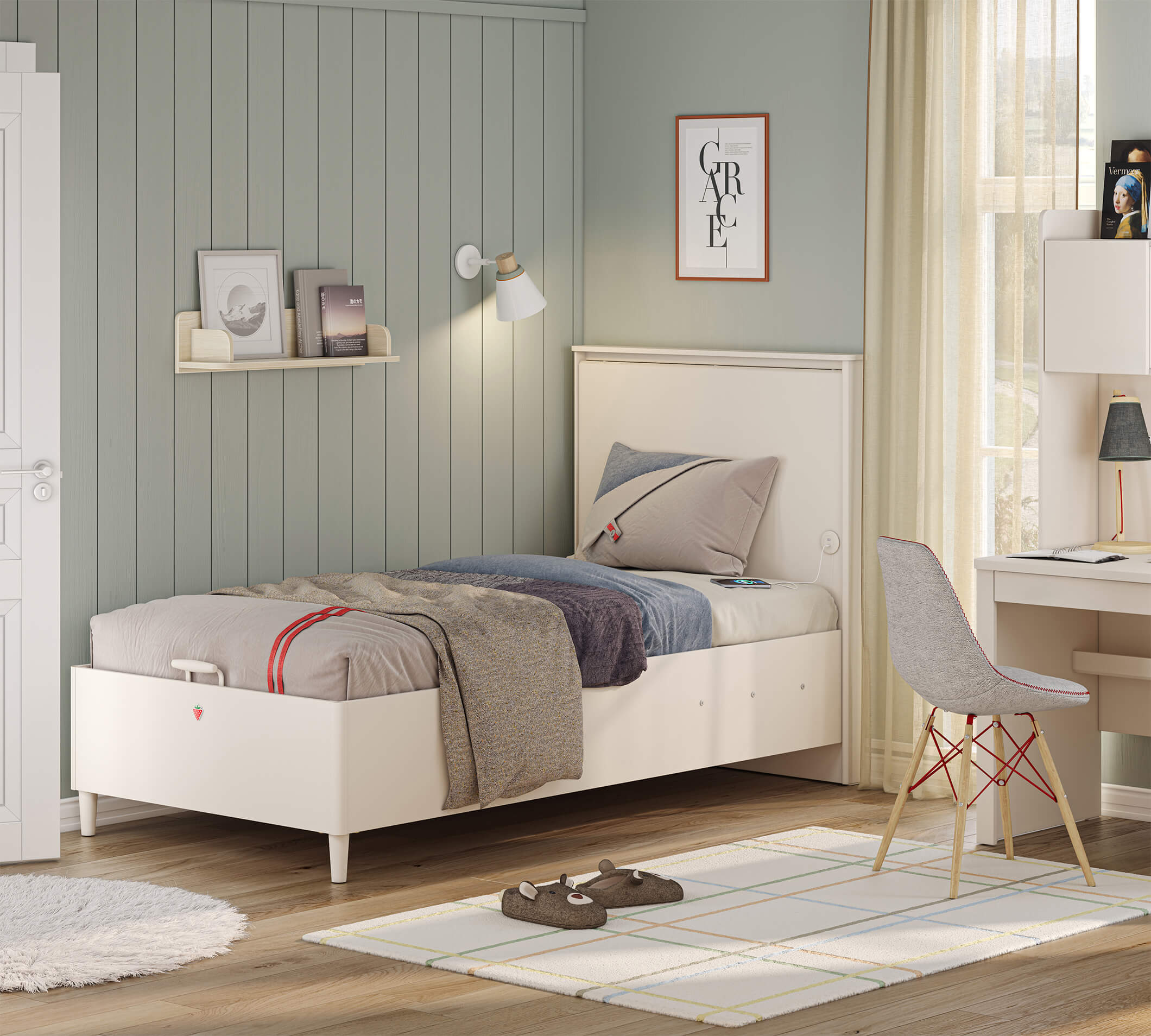 Cilek Varia Cream Stauraumbett mit flachem Kopfteil (100 × 200 cm) – Bild 9