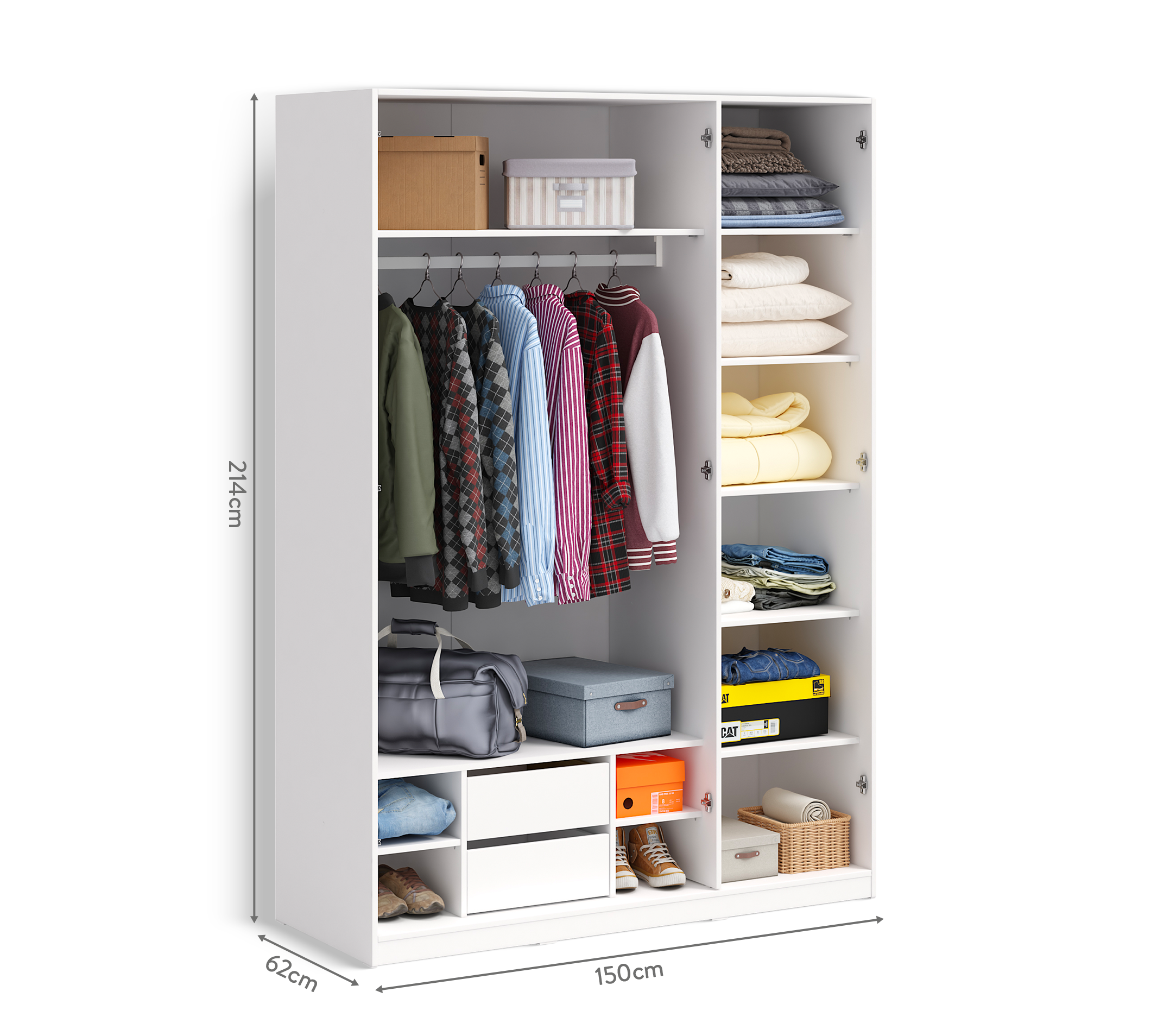 Cilek Varia White Varia Weiß 3 DOORS Kleiderschrank WITH MIRROR – Bild 8