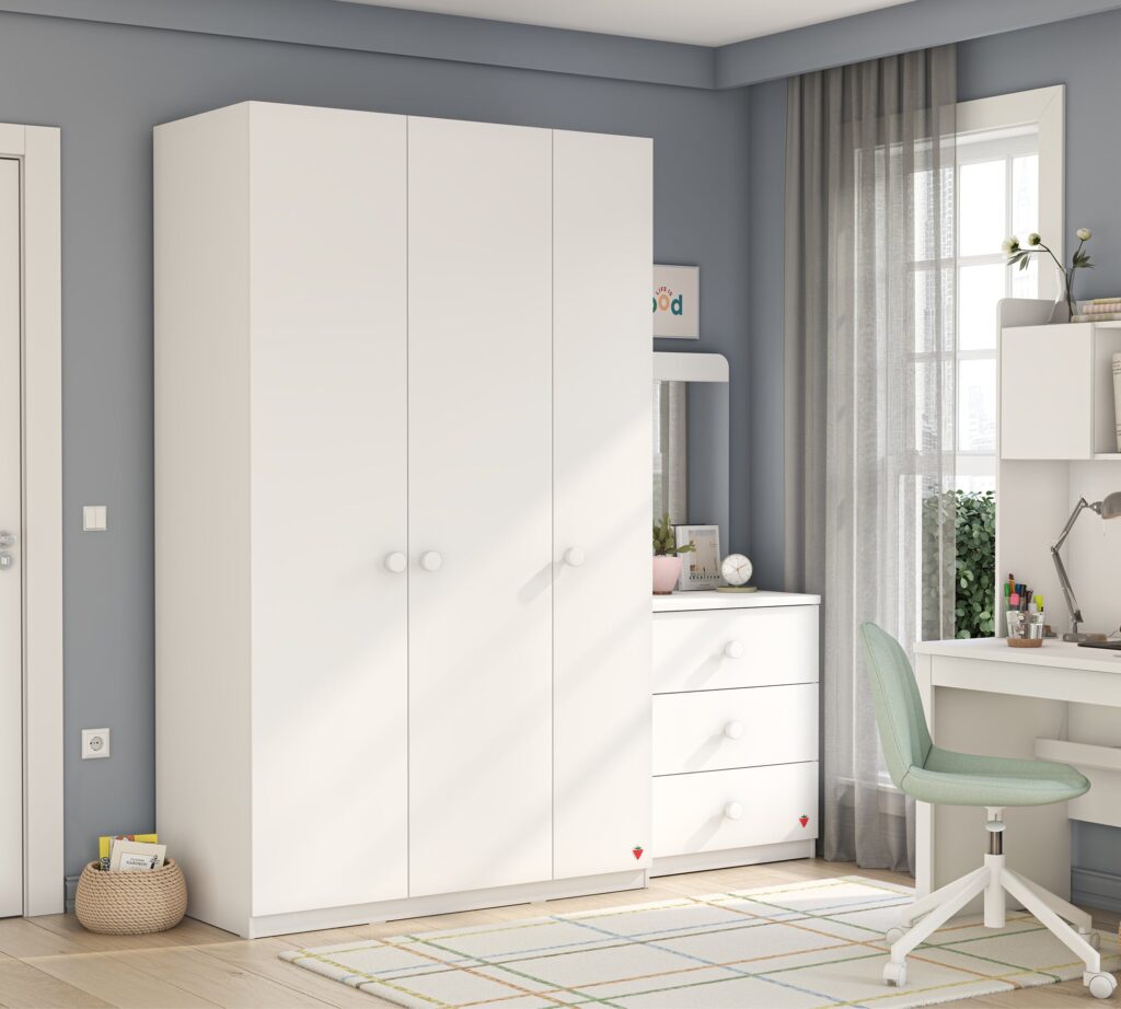 Cilek Varia White 3-türiger Line-Kleiderschrank