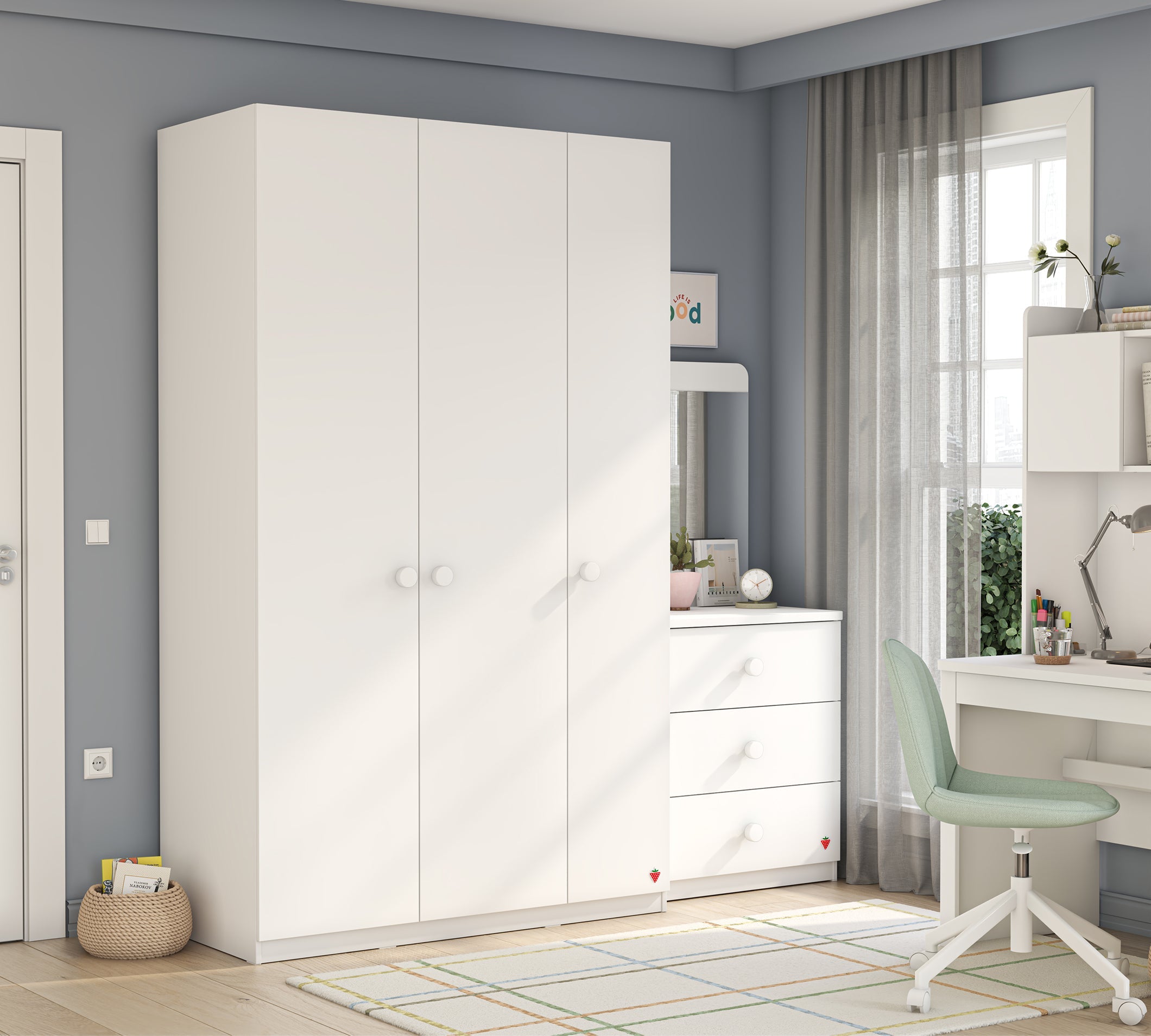 Cilek Varia White Varia Weiß 3 DOORS LINE Kleiderschrank – Bild 5