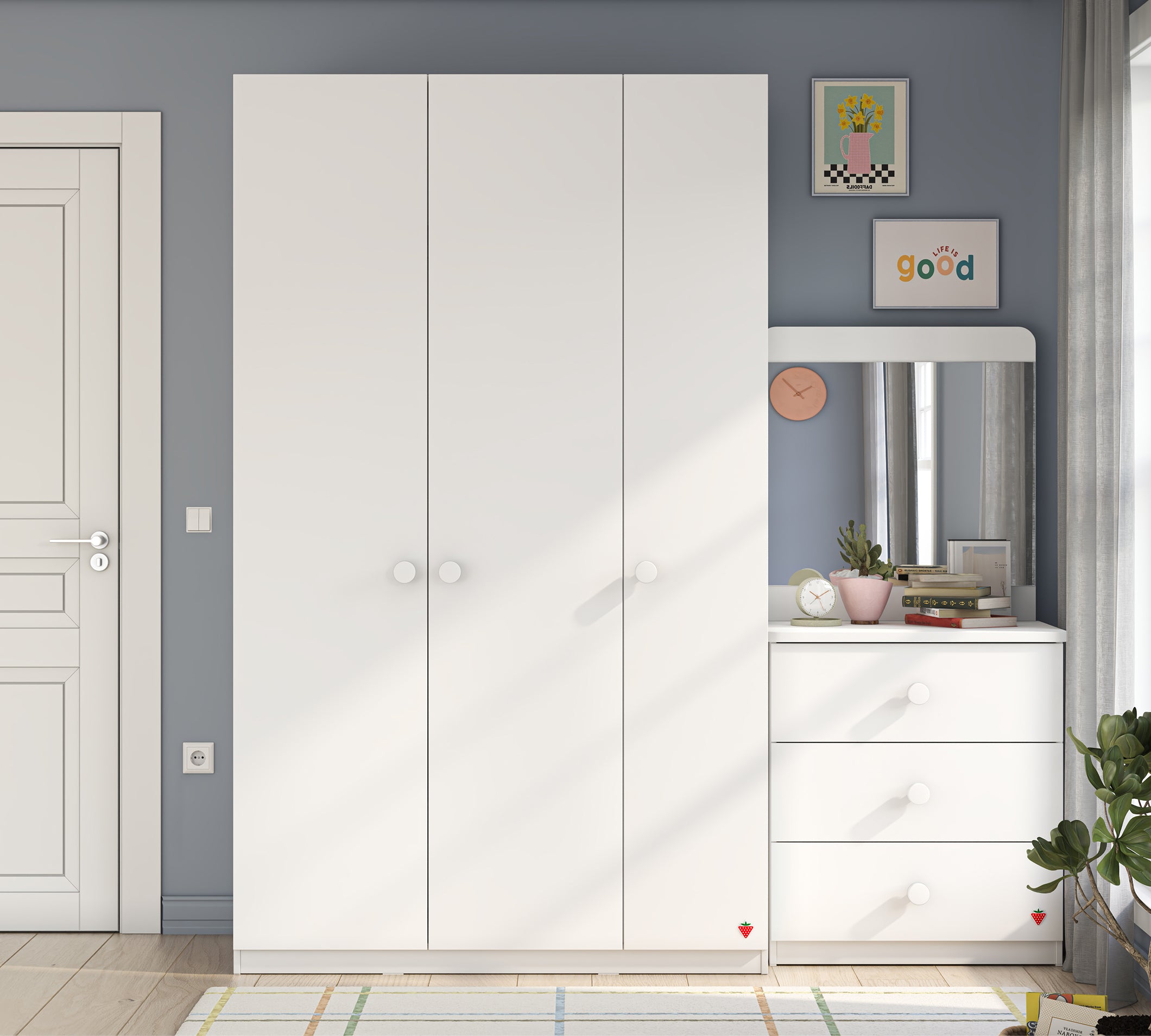 Cilek Varia White Varia Weiß 3 DOORS LINE Kleiderschrank – Bild 2