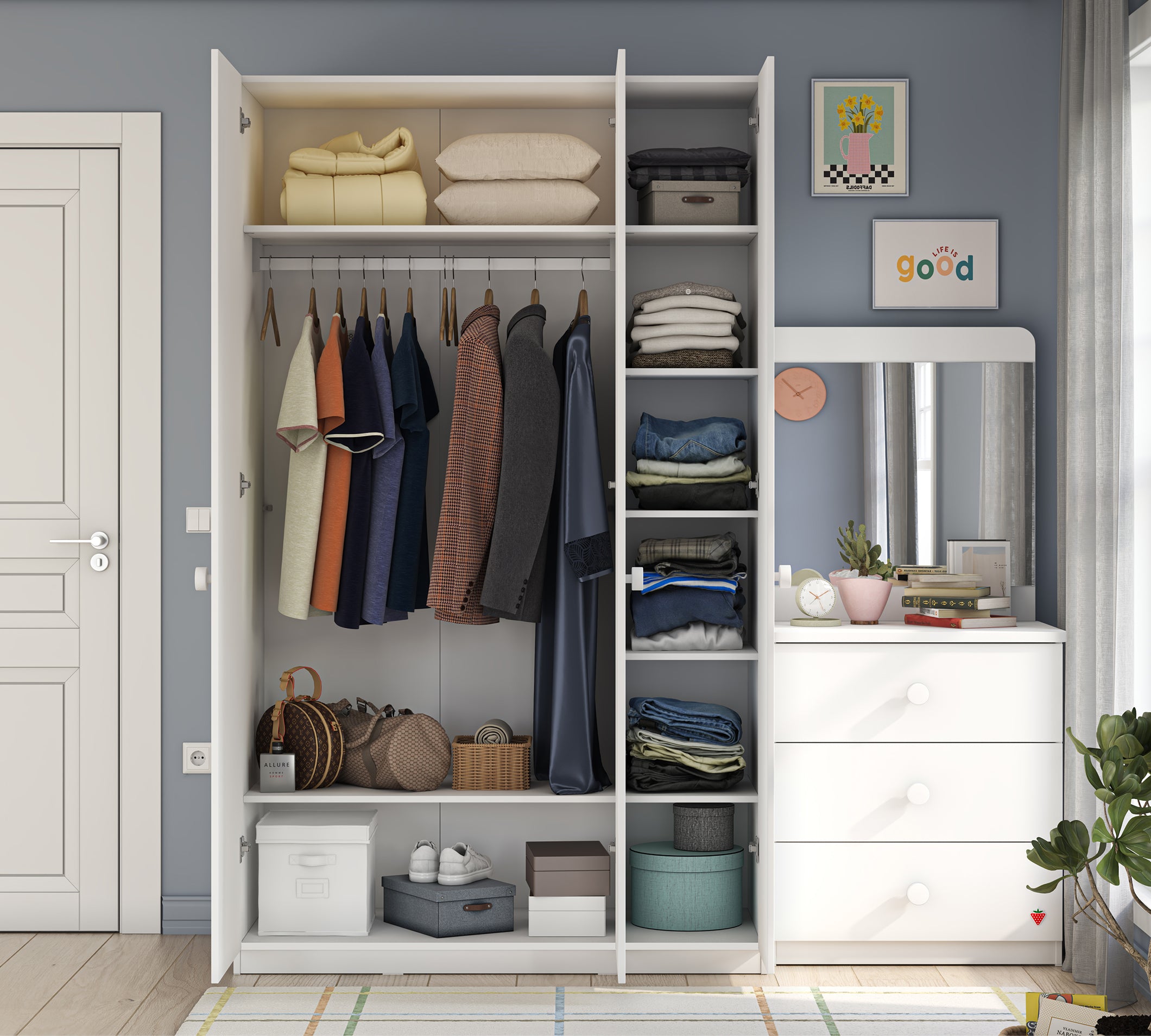 Cilek Varia White Varia Weiß 3 DOORS LINE Kleiderschrank – Bild 3