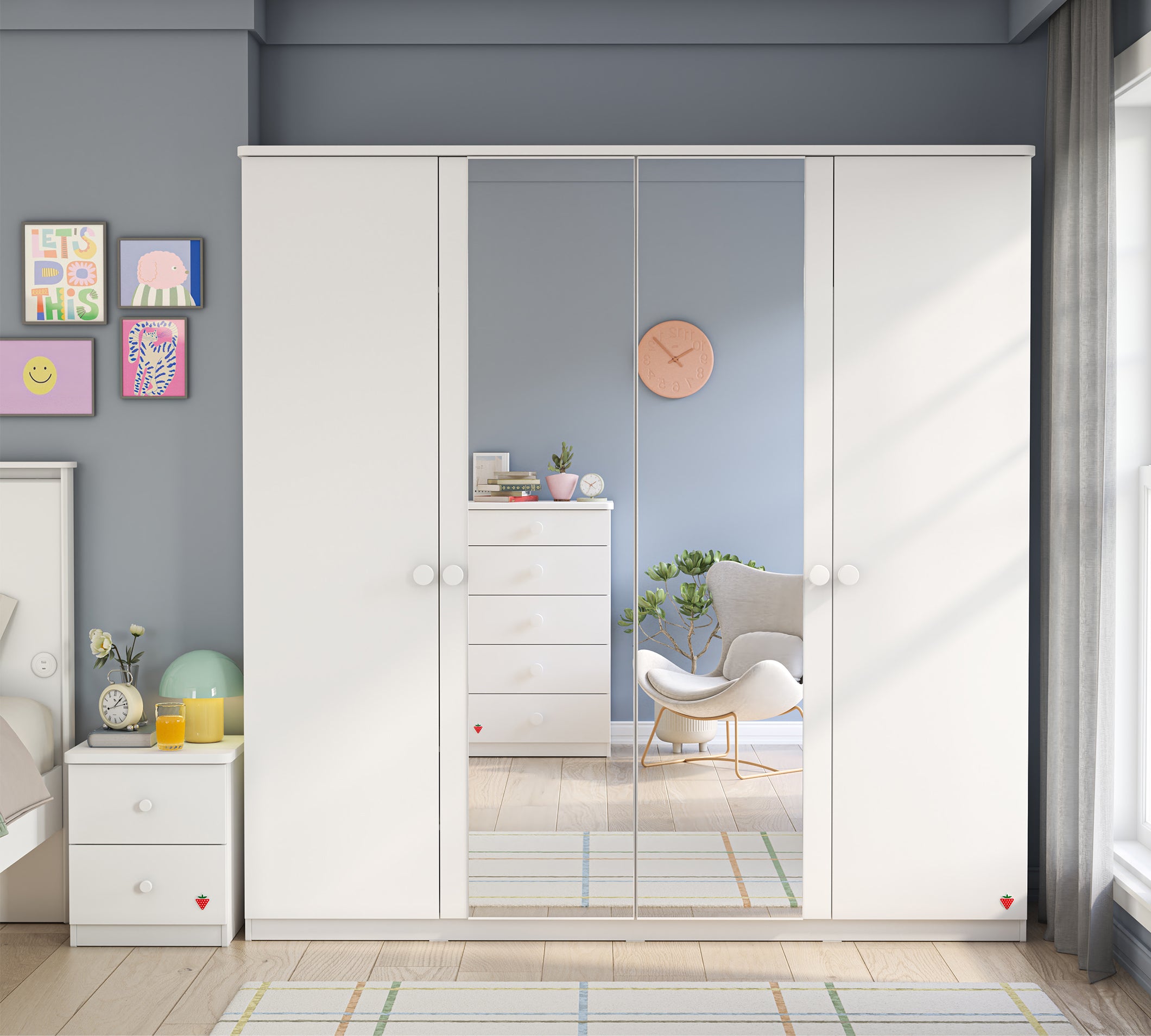 Cilek Varia White Varia Weiß 4 DOORS Kleiderschrank – Bild 2