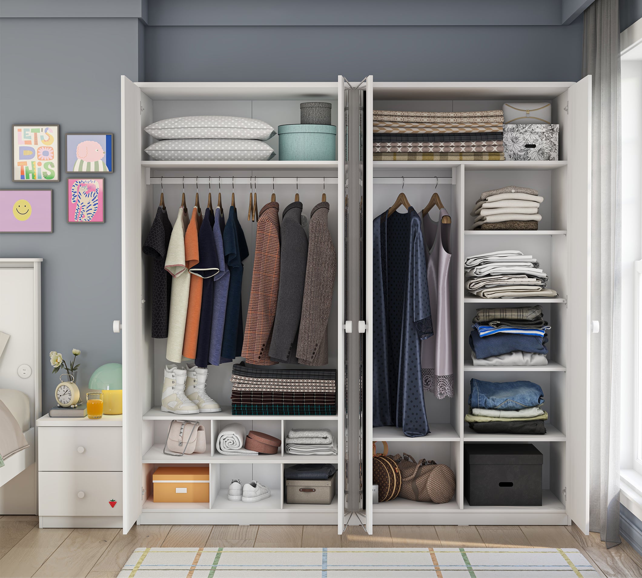 Cilek Varia White Varia Weiß 4 DOORS Kleiderschrank – Bild 3
