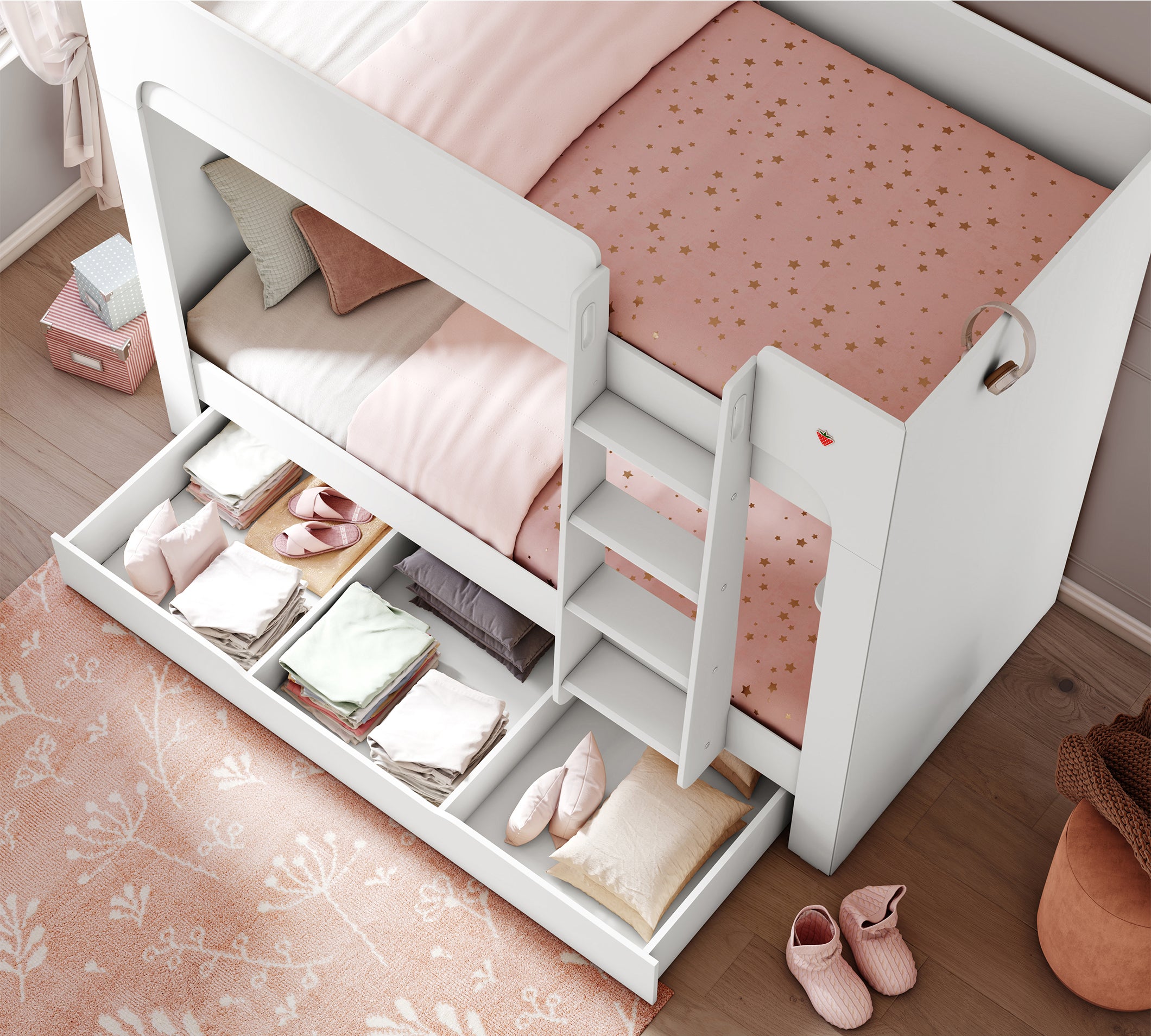 Cilek Varia White Varia Weiß Etagenbett UNDER-Schublade WITH PARTITIONS