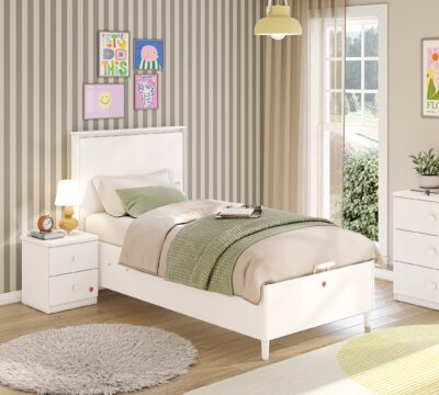 Cilek Varia White Stauraumbett mit flachem Kopfteil (100 × 200 cm)