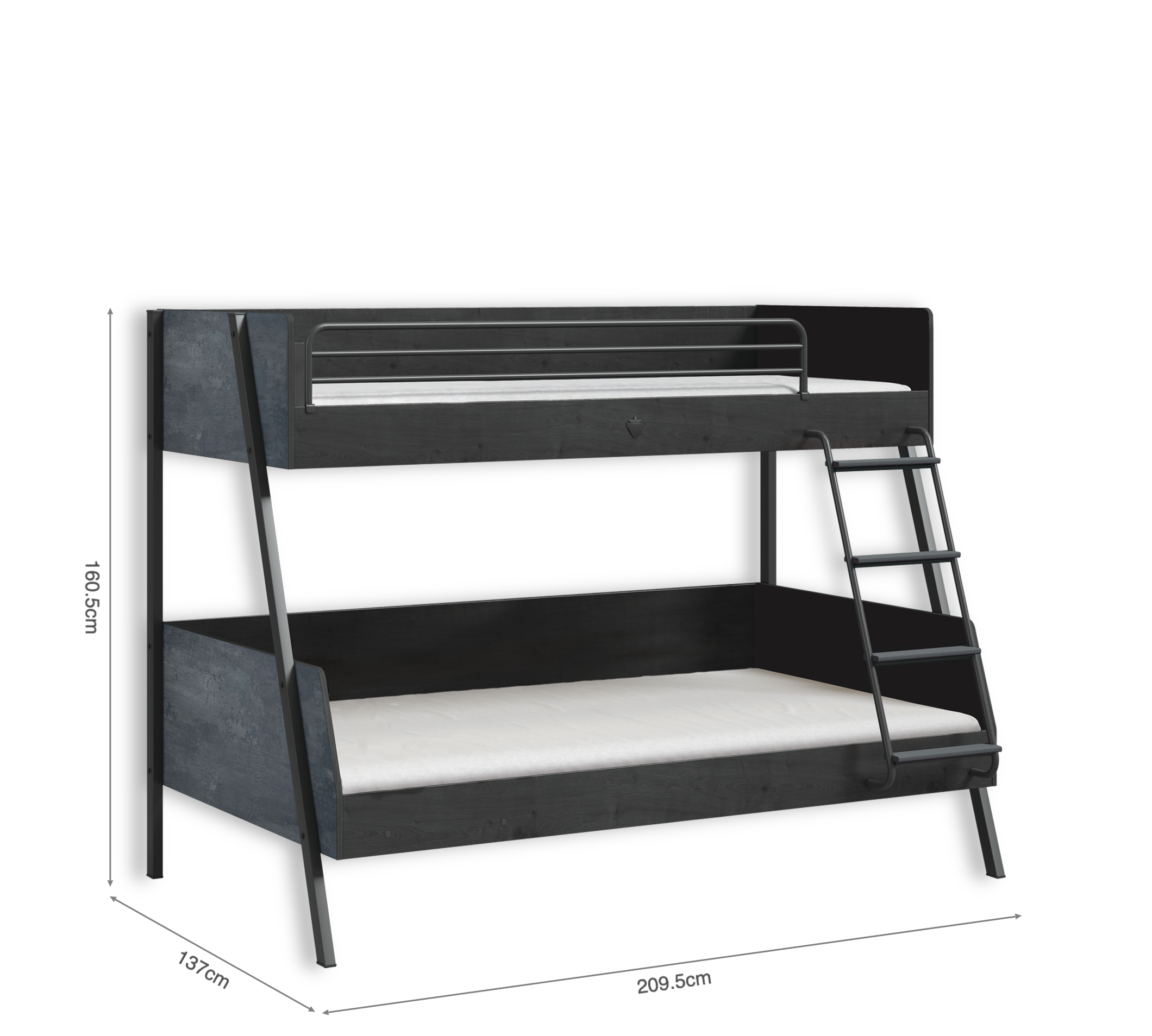 Cilek Dark Metal Großes Etagenbett (90 × 200–120 × 200 cm) – Bild 2