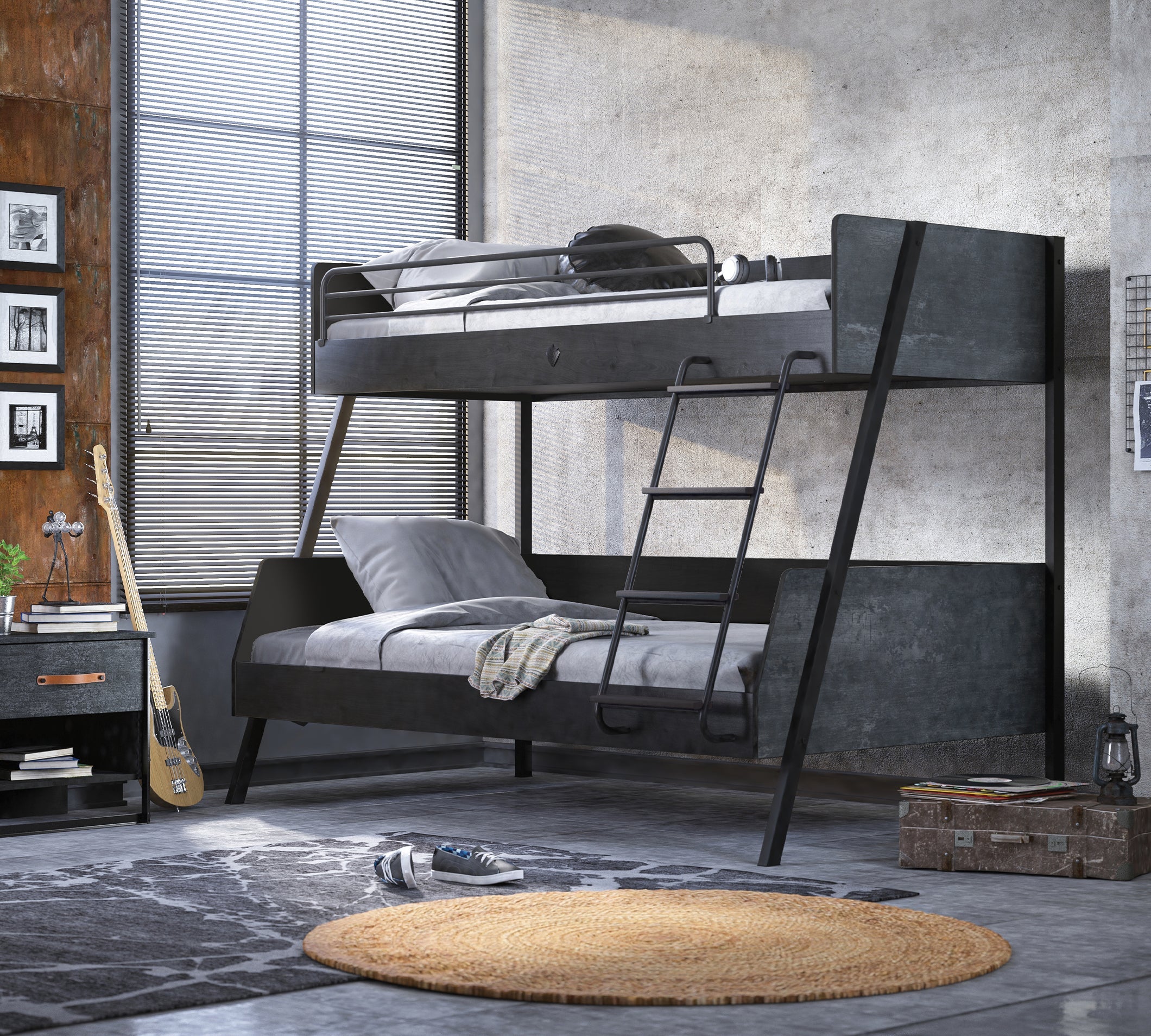 Cilek Dark Metal Großes Etagenbett (90 × 200–120 × 200 cm)